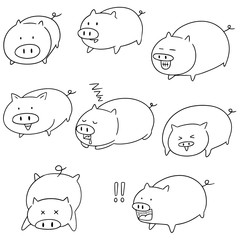 Fototapeta premium vector set of pig