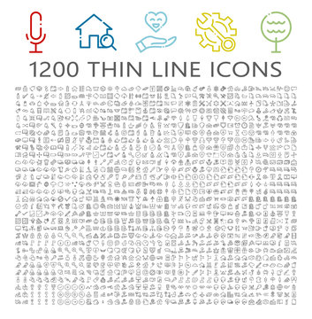 Universal thin line icon set