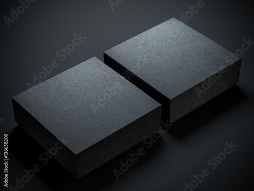 Download "Two Closed Square Black Boxes Mockup, 3d rendering" Stock ...