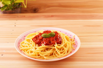 おいしそうなミートソーススパゲティ
