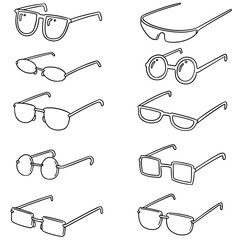 vector set of eyeglasses - obrazy, fototapety, plakaty