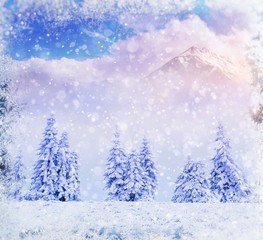 magical winter landscape, background with some soft highlights a