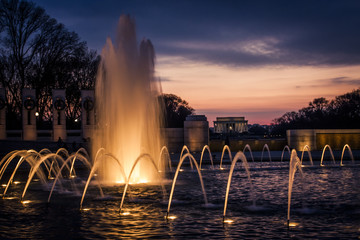 Fountain at night in Washington DC