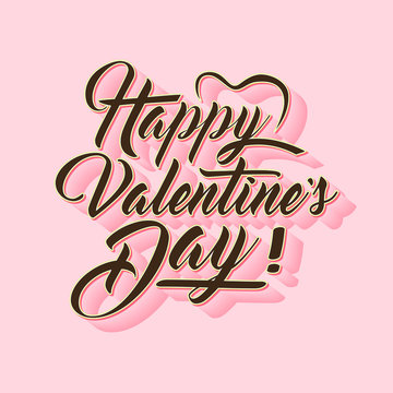 Happy Valentines Day Hand Lettering Vector Illustration. Ideal for Card, background, poster, wrapping, wallpaper, etec.