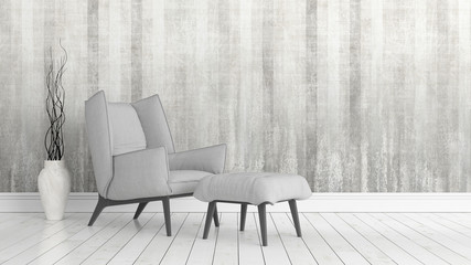 Modern bright interior . 3D rendering