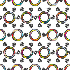 Colorful geometric abstract circles seamless on white background