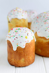 Traditional Easter cake kulich on white background