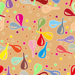 Colorful hand-drawn abstract seamless pattern on beige backgroun