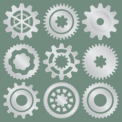 Vector collection of metal gear wheels