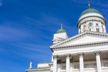 Beautiful view of famous Helsinki Cathedral over blue sky, Helsi