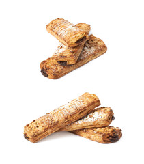 Pile of sweet pastry buns isolated