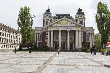 Fototapeta na wymiar Ivan Vazov National Theatre is Bulgaria's national theatre, the oldest and most authoritative theatre in Bulgaria, one of the important landmarks of Sofia,Bulgaria.
