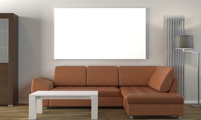 Empty canvas on wall mock up