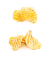 Pile of potato chips isolated