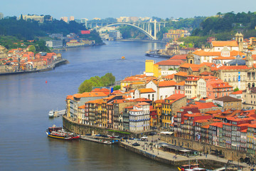 View from Oporto old city by the douro river