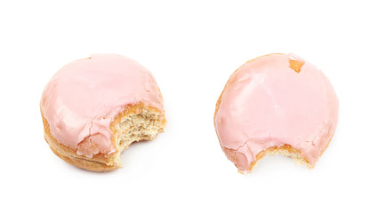 Pink glazed donut isolated