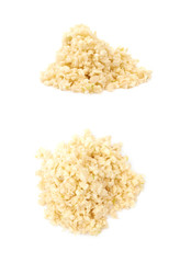 Pile of minced garlic isolated