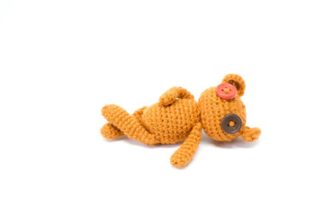 Bear handmade doll,white background