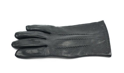Sinlge black leather glove isolated
