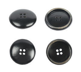 Black clothing button isolated