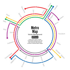 Metro Map Vector. Plan Map Station Metro And Underground Railway Metro Scheme Illustration. Colorful Background With Stations - obrazy, fototapety, plakaty