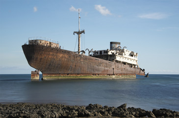 Shipwreck of the Temple Hall off the coast of Arrecife Lanzarote
