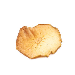Dried slice of apple chips isolated