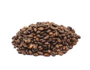 Pile of roasted coffee beans isolated