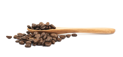 Pile of roasted coffee beans isolated