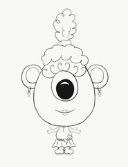 Coloring for kids, funny little eared monster girl