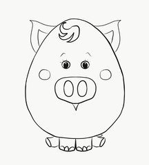 Coloring for kids, funny pig boy