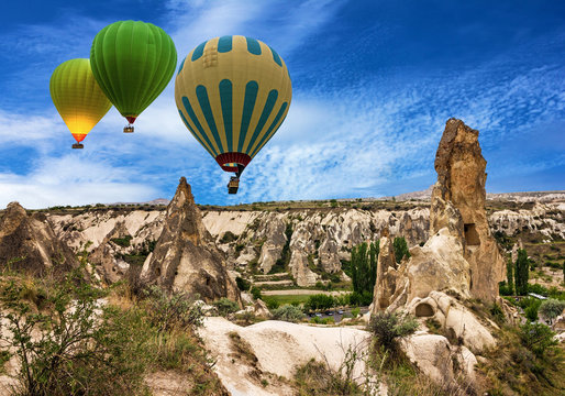 Flying balloons in Cappadocia, Turkey.