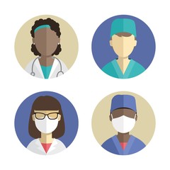 illustration of flat design. people icons collection. Female surgeon doctor