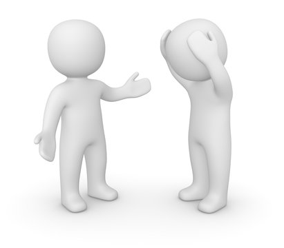 Two 3d men speaking. 3d render.