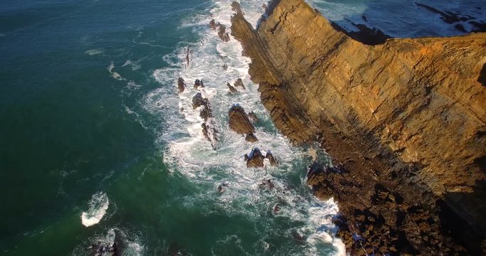 Aerial, Atlantic Coast Line, Portugal - Graded and stabilized version. Watch also for the native material, straight out of the camera.
