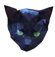 Head of black cat. Polygonal vector illustration