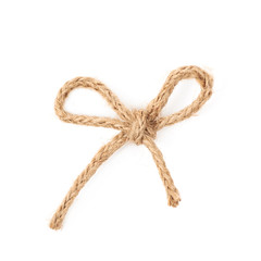 Linen rope bow knot isolated