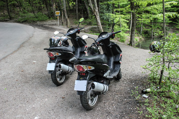 Fototapeta na wymiar Motorcycles and mopeds in the Crimea