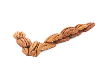 Yes tick made of pecan nuts isolated