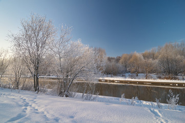 Winter view on the river