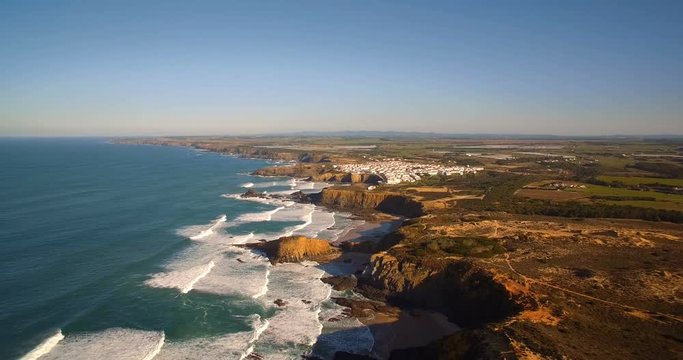 Aerial, Atlantic Coast Line, Portugal - Graded and stabilized version. Watch also for the native material, straight out of the camera.