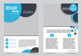 Fototapeta na wymiar Blue Brochure template flyer design
