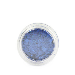 Round box of sequin bits isolated