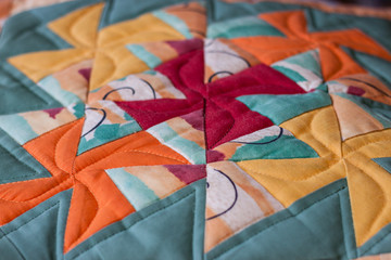 Lovely shot of pillow created by patchwork technique. Pillow from my Grandma