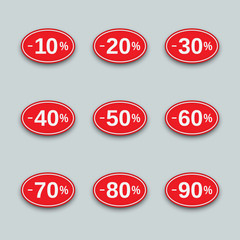 Sale from 10 to 90% off, labels set