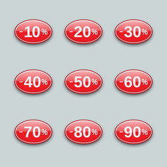 Sale from 10 to 90% off, labels set