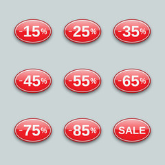 Sale from 15 to 85% off, labels set