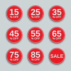 Sale from 15 to 85% off, labels set