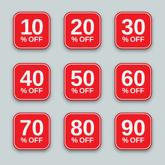 Sale from 10 to 90% off, labels set