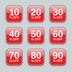 Sale from 10 to 90% off, labels set